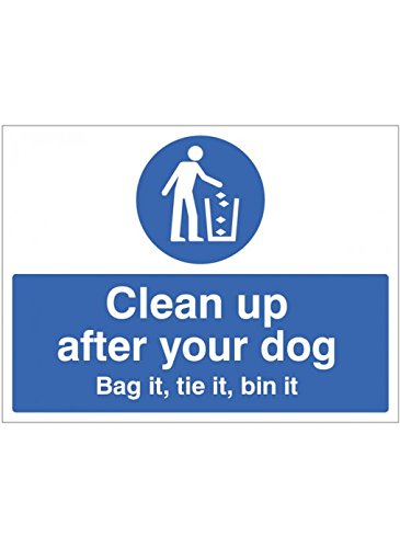 Caledonia Signs 15500K Schild"Clean up After Your Dog Bag it, Tie it, Bin it", starrer Kunststoff, 400 mm x 300 mm von Caledonia Signs