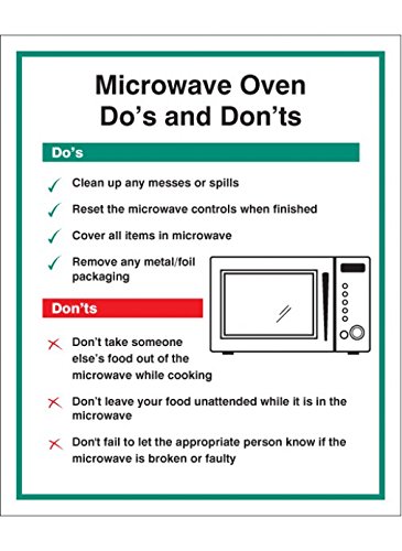 Caledonia Signs 15624H Schild „Microwave Do's & Don'ts“ aus festem Kunststoff, 300 x 250 mm von Caledonia Signs