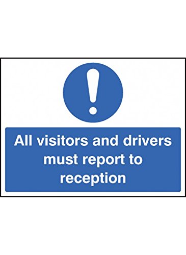 Caledonia Signs 17591Q Schild"All Visitors must report to Reception", Hartplastik, 600 mm x 450 mm von Caledonia Signs