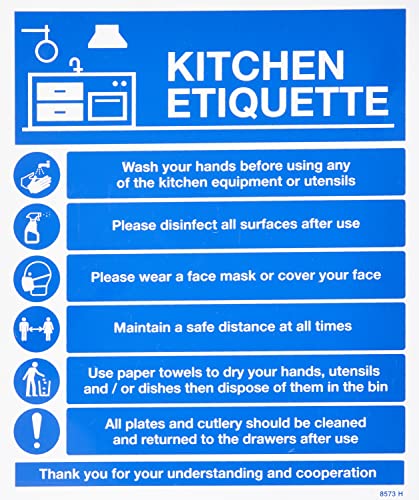 Caledonia Signs 18573H englisches Schild „Kitchen COVID19 guidelines“ von Caledonia Signs