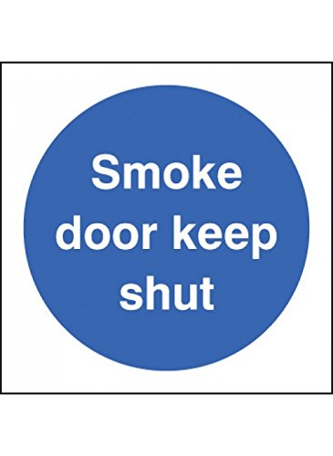 Caledonia Signs 21054B Schild mit Aufschrift"Smoke Door Keep Shut", selbstklebend, Vinyl, 80 mm x 80 mm von Caledonia Signs