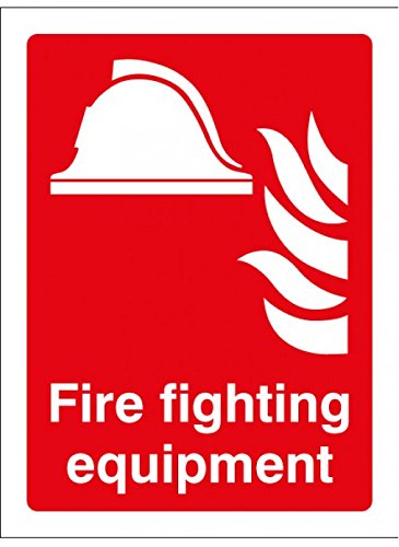 Caledonia Signs 21067E Schild Fire Fighting Equipment, selbstklebend, Vinyl, 200 mm x 150 mm von Caledonia Signs