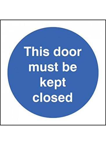 Caledonia Signs 21608F This Door Must Be Kept Closed Schild, selbstklebendes Vinyl, 200 mm x 200 mm von Caledonia Signs