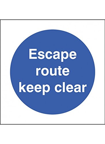 Caledonia Signs 21623F Schild"Escape Route Keep Clear", selbstklebend, Vinyl, 200 mm x 200 mm von Caledonia Signs