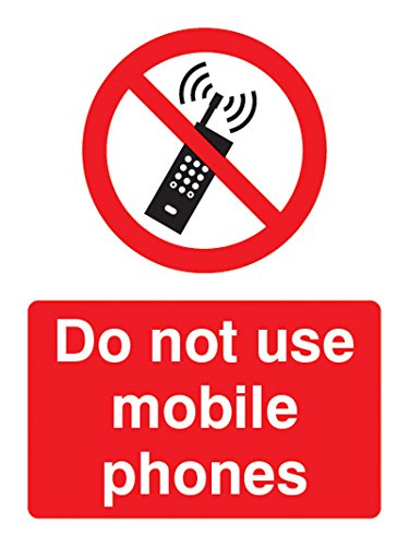 Caledonia Signs 23607E Do Not Use Mobile Phones Schild, selbstklebend, Vinyl, 200 mm x 150 mm von Caledonia Signs