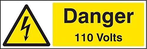 Caledonia Signs 24002G Danger 110V Schild, selbstklebendes Vinyl, 300 mm x 100 mm von Caledonia Signs