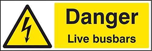 Caledonia Signs 24017G Danger Live Busbars Schild, selbstklebendes Vinyl, 300 mm x 100 mm von Caledonia Signs