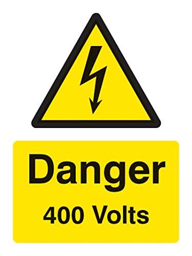 Caledonia Signs 24022E Danger 400V Schild, selbstklebendes Vinyl, 200 mm x 150 mm von Caledonia Signs