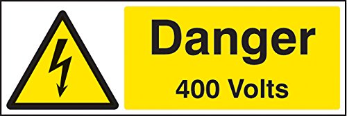 Caledonia Signs 24022G Danger 400V Schild, selbstklebendes Vinyl, 300 mm x 100 mm von Caledonia Signs