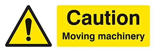 Caledonia Signs 24226G Warnschild mit Aufschrift"Caution Moving Machinery Machinery", selbstklebendes Vinyl, 300 mm x 100 mm von Caledonia Signs