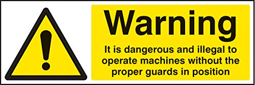 Caledonia Signs 24262G Warnschild"Warning It Is Illegal to Operate Machines without Guards", selbstklebendes Vinyl, 300 mm x 100 mm von Caledonia Signs