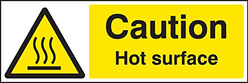 Caledonia Signs 24285G Warnschild mit Aufschrift"Caution Hot Surface", selbstklebend, Vinyl, 300 mm x 100 mm von Caledonia Signs