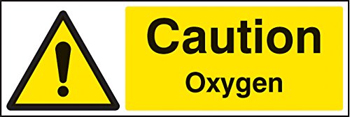 Caledonia Signs 24410G Warnschild mit Aufschrift"Caution Oxygen", selbstklebend, Vinyl, 300 mm x 100 mm von Caledonia Signs
