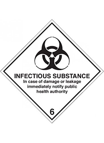 Caledonia Signs 24509F Infectious Substance Diamond Schild, selbstklebendes Vinyl, 200 mm x 200 mm von Caledonia Signs