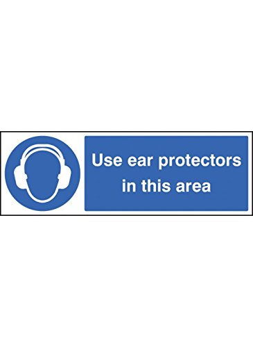 Caledonia Signs 25010E Use Ear Protector in this Area Schild, selbstklebendes Vinyl, 200 mm x 150 mm von Caledonia Signs