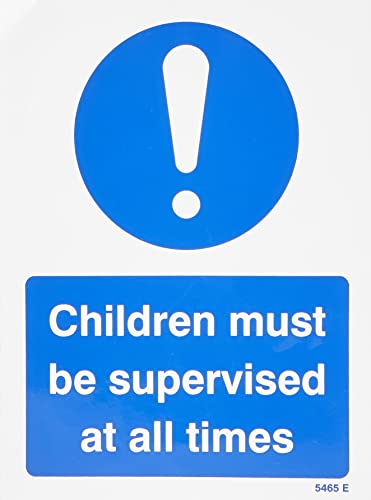 Caledonia Signs 25465E Schild mit Aufschrift"Children Must be Supervised at All Times", selbstklebendes Vinyl, 200 x 150 mm von Caledonia Signs