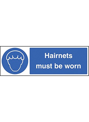 Caledonia Signs 25627G Hairnets Must Be Worn Schild, selbstklebendes Vinyl, 300 mm x 100 mm von Caledonia Signs