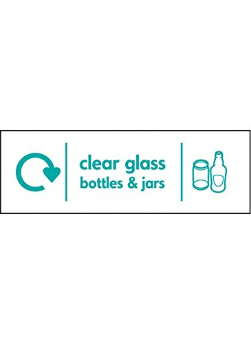 Caledonia Signs 26639G"Wrap Recycling Clear Glass Bottles & Jars" Schild, selbstklebendes Vinyl, 300 mm x 100 mm von Caledonia Signs