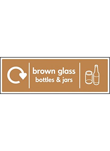 Caledonia Signs 26640G"Wrap Recycling Brown Glass Bottles & Jars" Schild, selbstklebendes Vinyl, 300 mm x 100 mm von Caledonia Signs