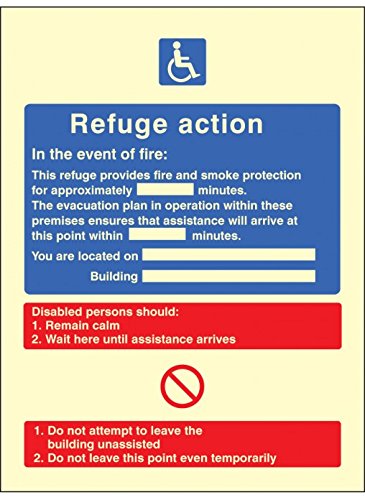 Caledonia Signs 31430H "Refuge Action" Schild, Foto, leuchtend, starr, 300 mm x 250 mm von Caledonia Signs