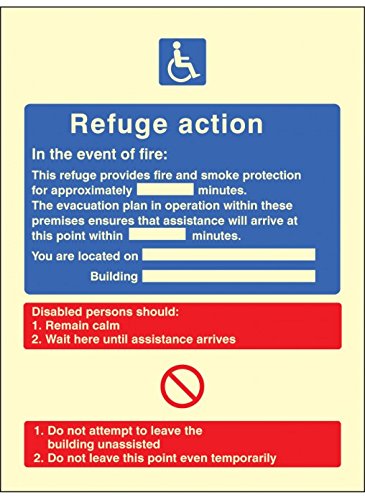 Caledonia Signs 31430H"Refuge Action" Schild, Foto, leuchtend, starr, 300 mm x 250 mm von Caledonia Signs