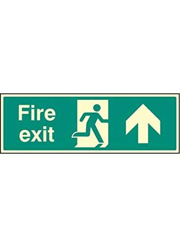 Caledonia Signs 42007M Fire Exit-Straight on Sign, Foto, leuchtend, selbstklebend, Vinyl, 600 mm x 200 mm von Caledonia Signs