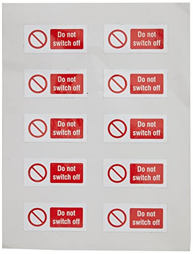 Caledonia Signs 53436 englische Etiketten „Do not Switch off Labels“, 40 x 18 mm, 10 Stück von Caledonia Signs