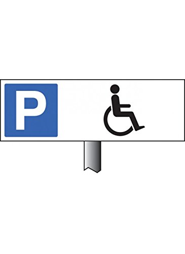 Caledonia Signs 56533 Schild mit Symbol für Behindertenparkplatz, Randstreifenschild, 800 mm Pfahl, 450 x 150 mm von Caledonia Signs