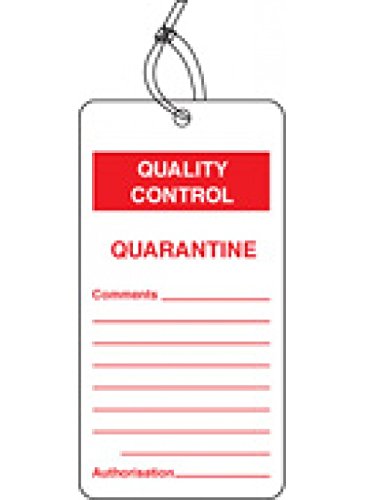 Caledonia Signs 59785 Anhänger „Quarantine Quality Control“ (Quarantäne Qualitätskontrolle Anhänger, 10 Stück (in englischer Sprache) von Caledonia Signs