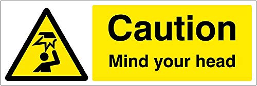 Caledonia Signs Schild „Caution Mind Your Head“, 14216G, 300 x 100 mm, Hartplastik von Caledonia Signs