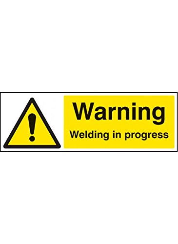 Caledonia Signs Warnschild"Warning Welding in Progress", 300 mm x 100 mm, starrer Kunststoff, 14497G von Caledonia Signs