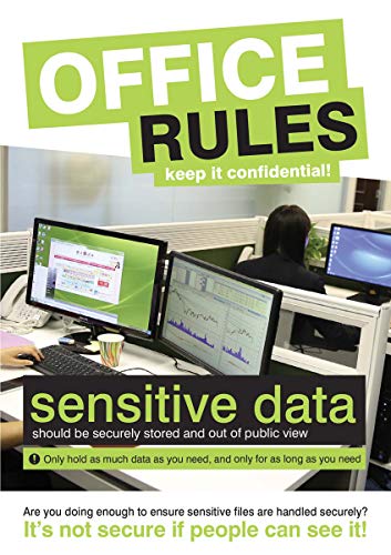 Datensicherheitsposter – Office Rules – 420 x 594 mm synthetisches Papier von Caledonia Signs