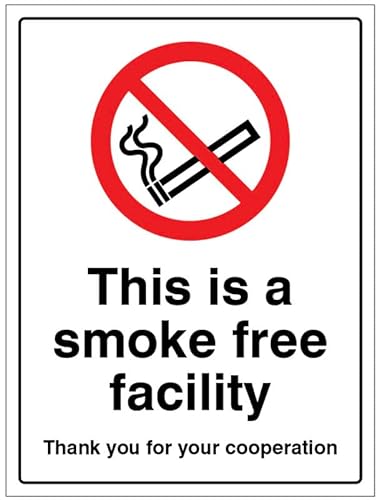 Dies ist eine rauchfreie Einrichtung. Vielen Dank für Ihre Zusammenarbeit (selbstklebendes Vinyl-Sicherheitsetikett) von Caledonia Signs