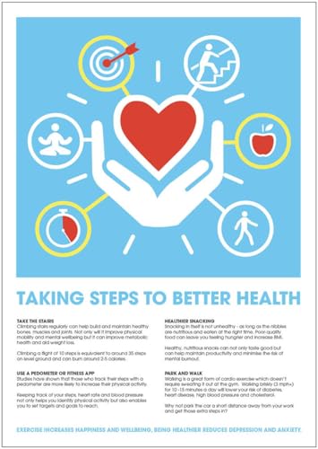 Poster "Health & Wellbeing - Taking steps to better health", 420 x 594 mm, synthetisches Papier Poster "Health & Wellbeing - Taking steps to better health", 420 x 594 mm, synthetisches Papier von Caledonia Signs