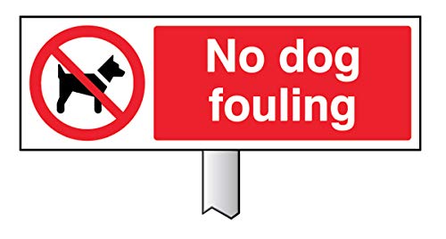 Schild mit Aufschrift"No dog fouling", 450 x 150 mm (Post 800 mm) von Caledonia Signs