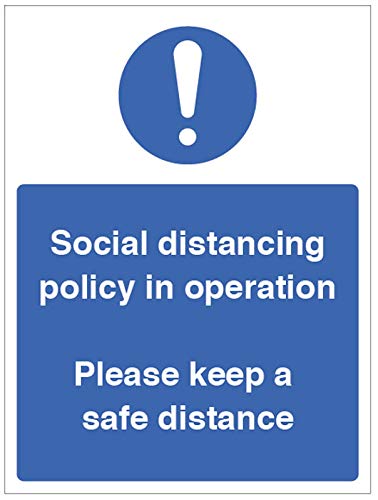 Selbstklebender Vinyl-Aufkleber, Aufschrift „Social Distancing Police in Operation“, 250 x 300 mm von Caledonia Signs