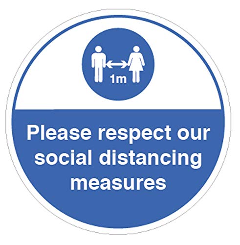 Selbstklebender Vinyl-Aufkleber mit englischer Aufschrift „Please Respekt Our Social Distance Measure“, 200 x 200 mm von Caledonia Signs