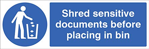 Shred all sensitive documents before placed in bin Selbstklebendes Vinylschild von Caledonia Signs