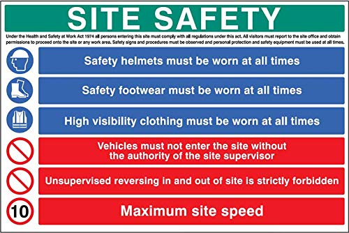 Sicherheitsschild mit Aufschrift"Sitesy", Hard-Hut, Hivis, Stiefel, 10 km/h Sicherheitsschild mit Aufschrift"Sitesy", Hard-Hut, Hivis, Stiefel, 10 km/h von Caledonia Signs