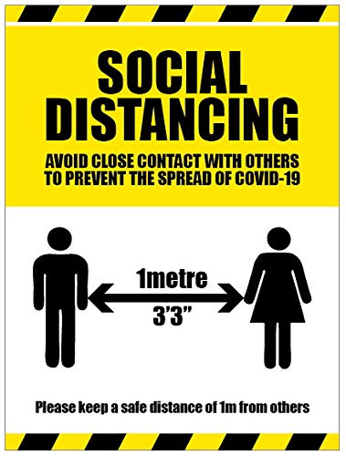 Social Distancing, Please keep a safe (1 Meter) Abstand Bodengrafik 600 x 400 mm von Caledonia Signs