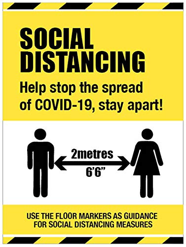 Social Distancing Schild – Help stop the spread of COVID-19, Stay apart Floor Grafik 600 x 400 mm von Caledonia Signs