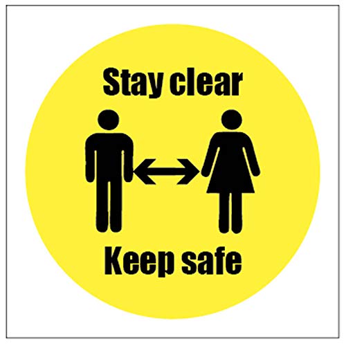 Stay Clear Keep Safe Selbstklebender Vinyl-Aufkleber, 200 x 200 mm, quadratisch von Caledonia Signs