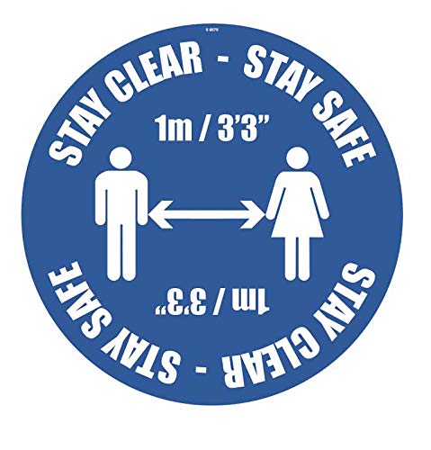 Stay Clear Stay Safe (min. 1 m) Bodengrafik 400 mm Durchmesser von Caledonia Signs