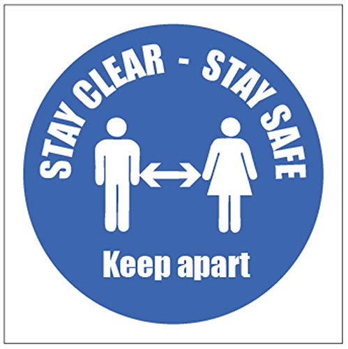 Stay Clear Stay Safe Keep apart Selbstklebender Vinyl-Aufkleber, 200 x 200 mm, quadratisch von Caledonia Signs