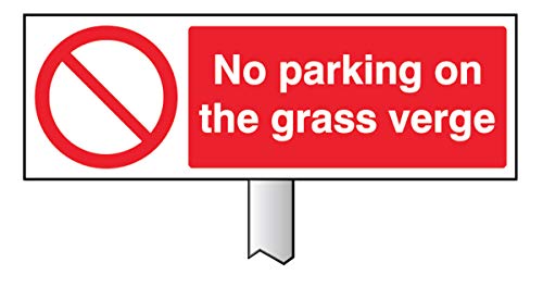 Verge Schild – No Parking on the Grass Edge 450 x 150 mm (Post 800 mm) von Caledonia Signs