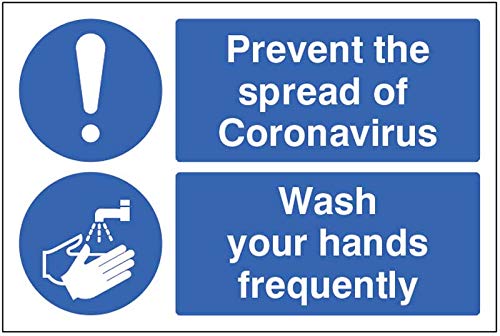 Verhindert die Ausbreitung von Coronavirus. Waschen Sie Ihre Hände häufig, Bodengrafik, 600 x 400 mm von Caledonia Signs