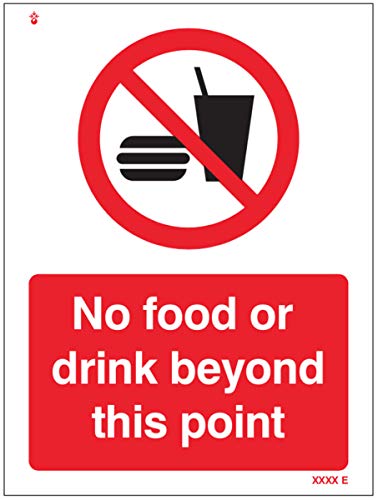 Vinyl-Schild, selbstklebend, Aufschrift"No food or drink beyond this point" von Caledonia Signs