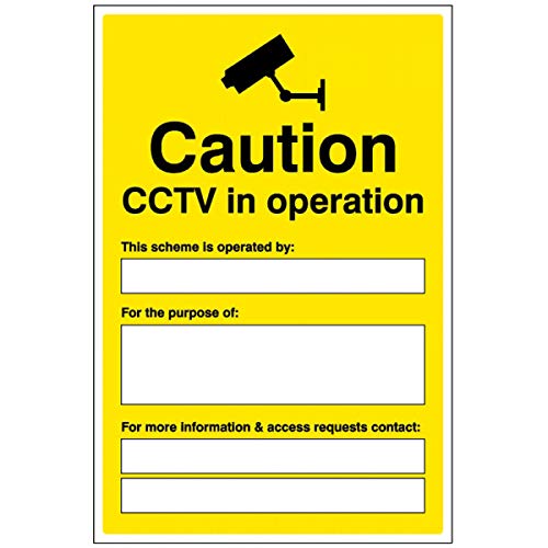 Vinyl-Schild mit Aufschrift"Caution CCTV in Operation", mit Platz für Einschlüsse von Schema-Details, selbstklebend von Caledonia Signs
