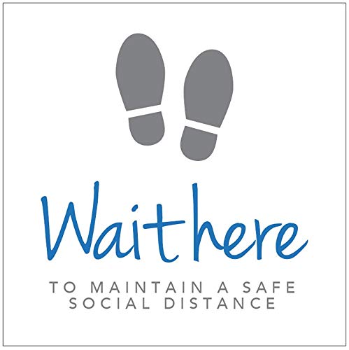 Wait here to maintain a safe social distance – In-Store-Bodengrafik, 400 x 400 mm von Caledonia Signs