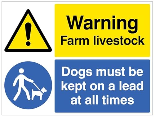 Warning Farm Vieh Dogs must be kept on a lead (halbstarres PVC-Sicherheitsschild) von Caledonia Signs